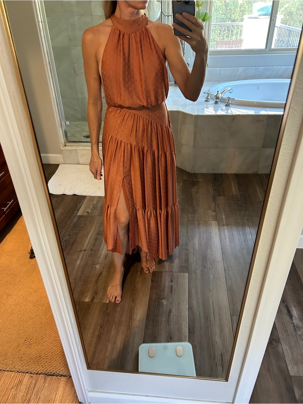 Free people Rust Halter Midi Dress with Side Slit - Women size 0